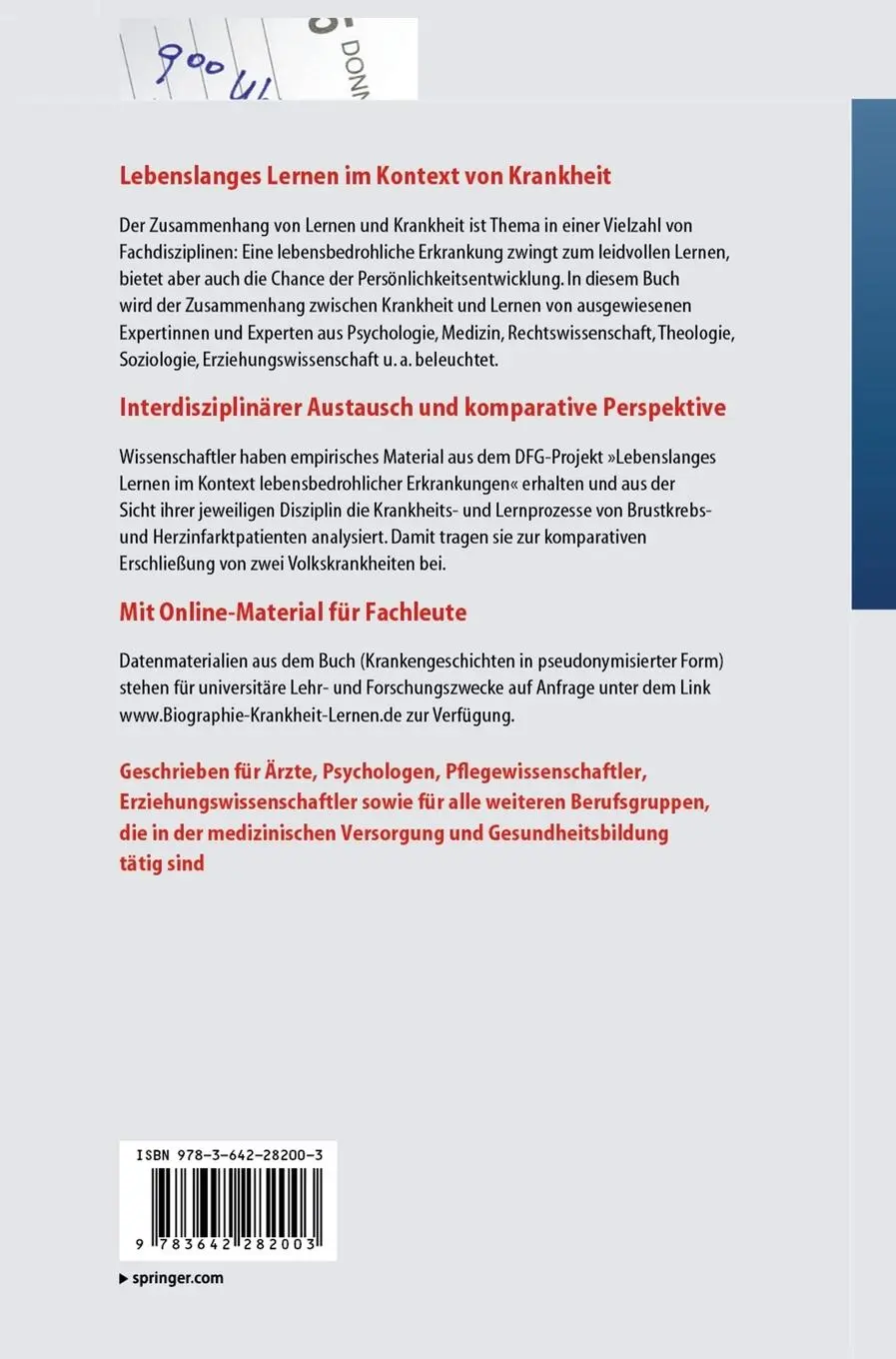 Rückseite: 9783642282003 | Krankheit: Lernen im Ausnahmezustand? | Astrid Seltrecht (u. a.) | xxi