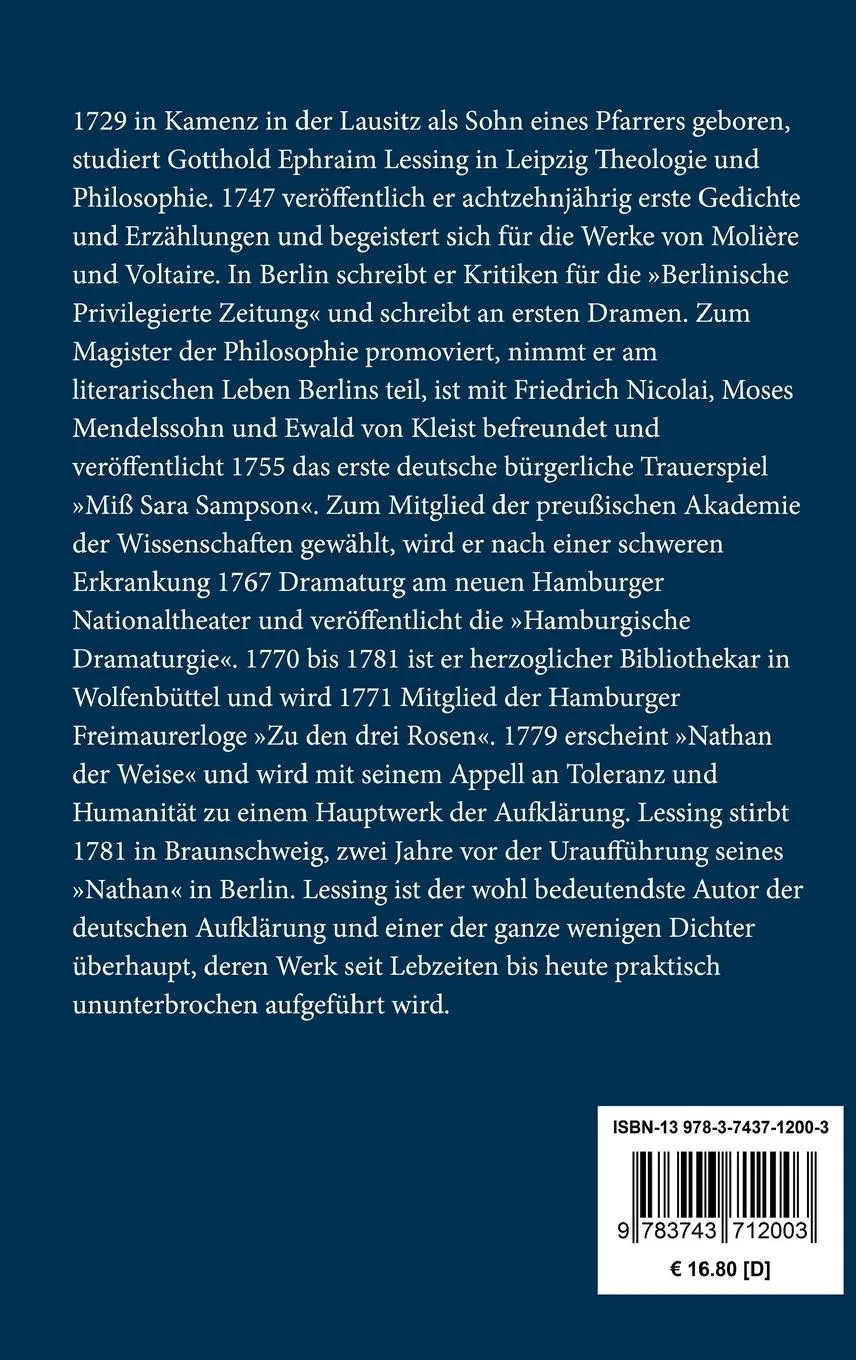 Rückseite: 9783743712003 | Fabeln | Gotthold Ephraim Lessing | Buch | HC runder Rücken kaschiert