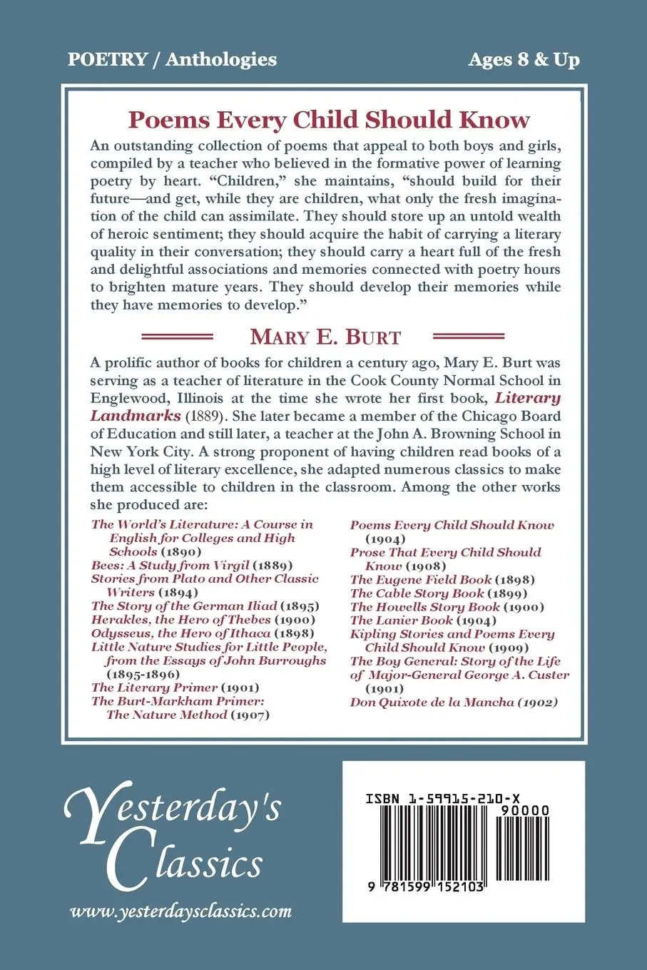 Rückseite: 9781599152103 | Poems Every Child Should Know (Yesterday's Classics) | Mary E. Burt