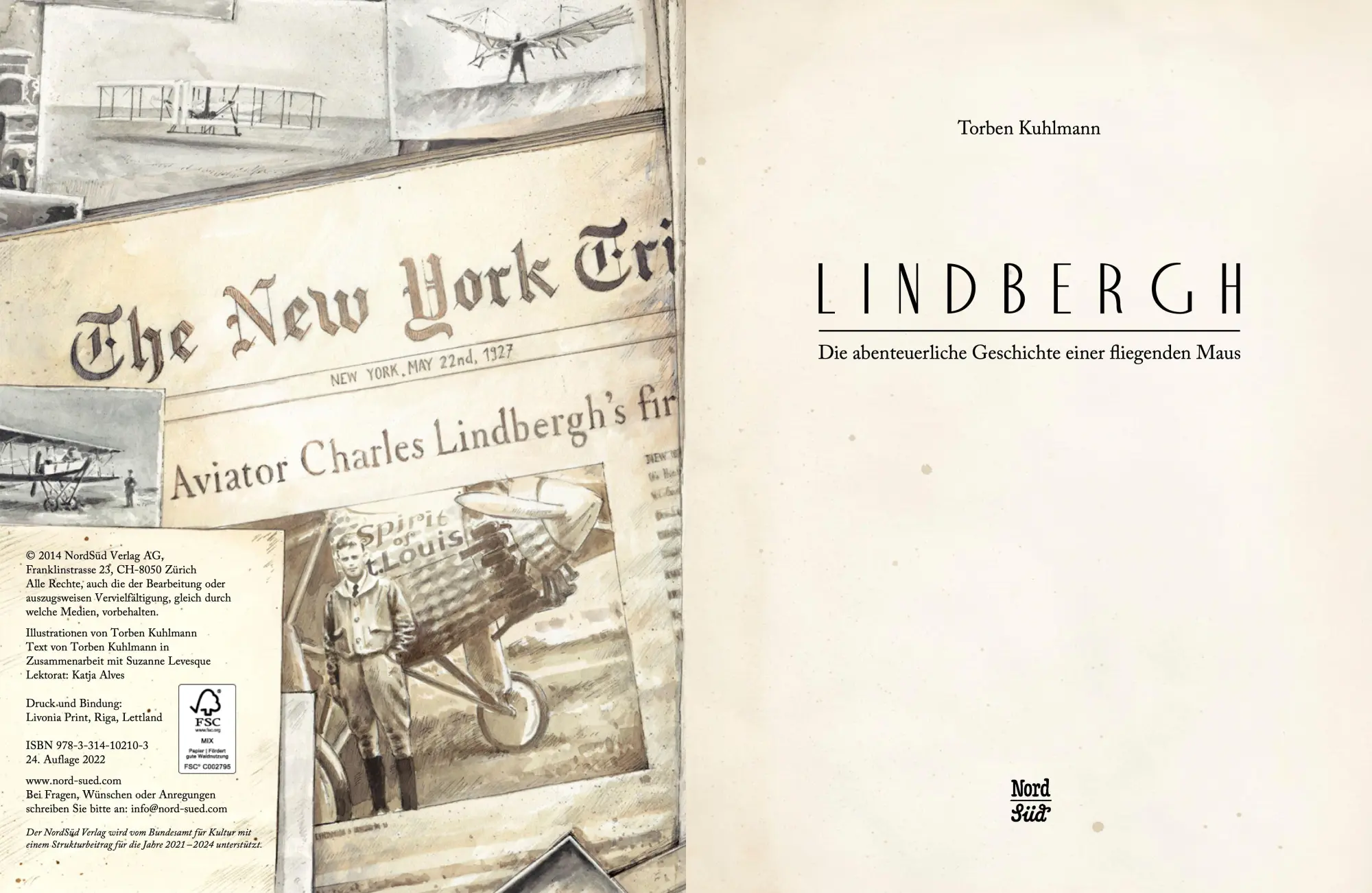 Bild: 9783314102103 | Lindbergh | Die abenteuerliche Geschichte einer fliegenden Maus | Buch