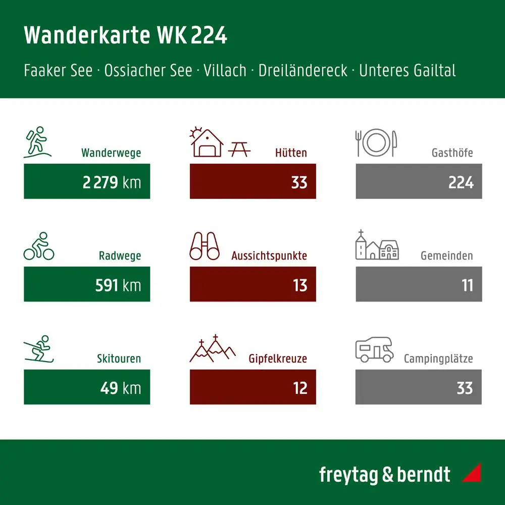 Bild: 9783707922103 | freytag &amp; berndt Wanderkarte WK 224 Villach - Faaker See, Ossiacher...