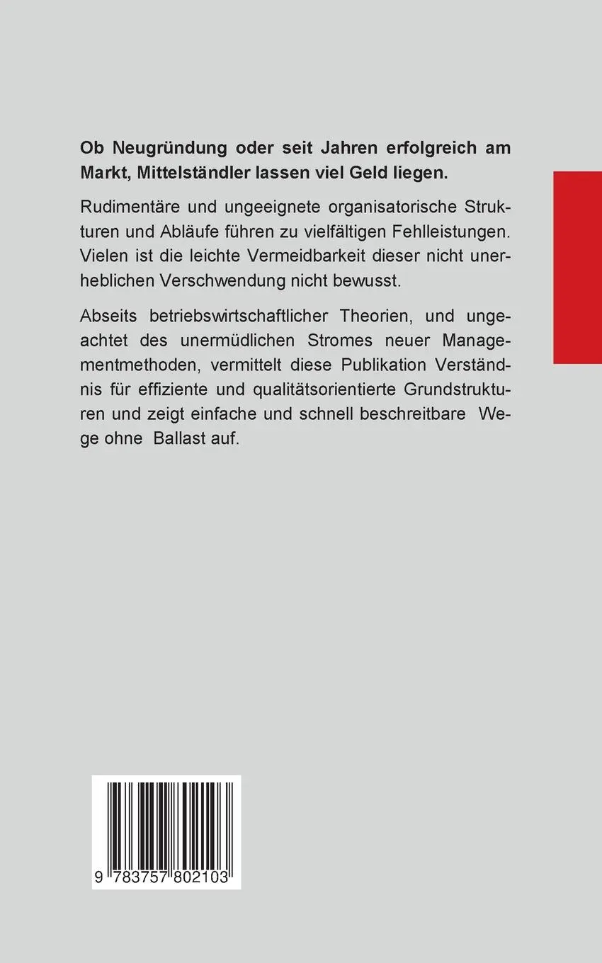 Rückseite: 9783757802103 | Schwächen der Betriebsführung | Warum der Mittelstand täglich verliert