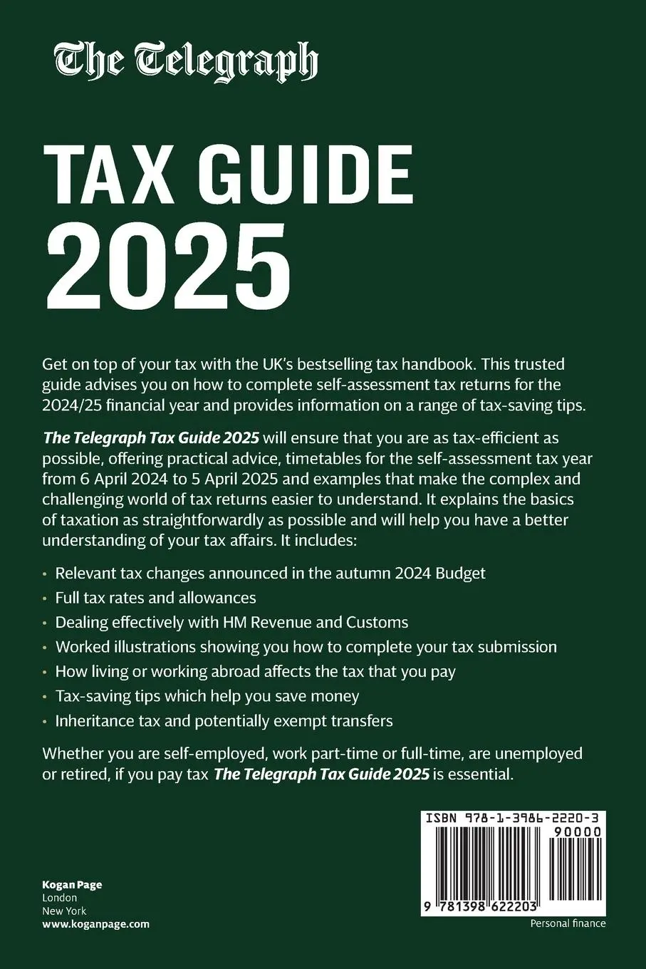 Rückseite: 9781398622203 | The Telegraph Tax Guide 2025 | Telegraph Media Group | Taschenbuch