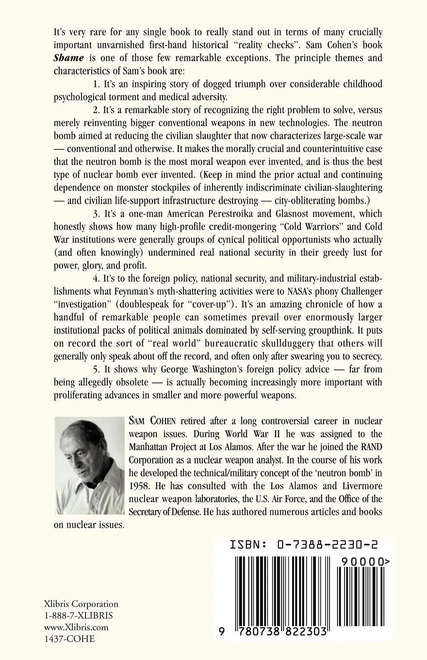 Rückseite: 9780738822303 | Shame | Confessionas of the Father of the Neutron Bomb | Sam Cohen