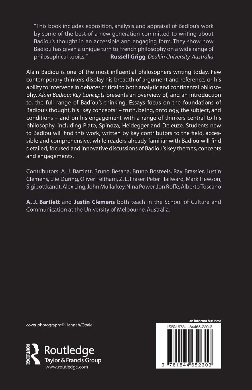 Rückseite: 9781844652303 | Alain Badiou | Key Concepts | A. J. Bartlett (u. a.) | Taschenbuch