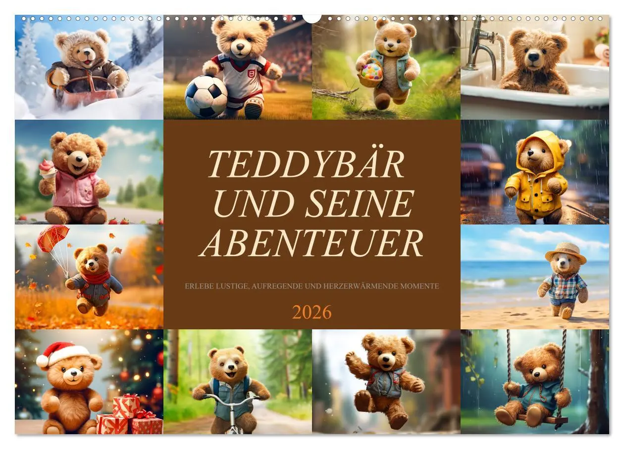 Cover: 9783457502303 | Teddybär und seine Abenteuer (Wandkalender 2026 DIN A2 quer),...