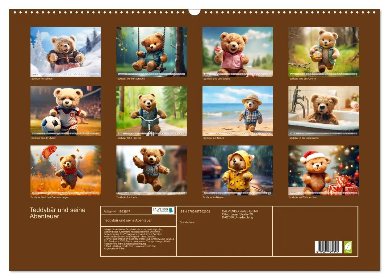 Bild: 9783457502303 | Teddybär und seine Abenteuer (Wandkalender 2026 DIN A2 quer),...