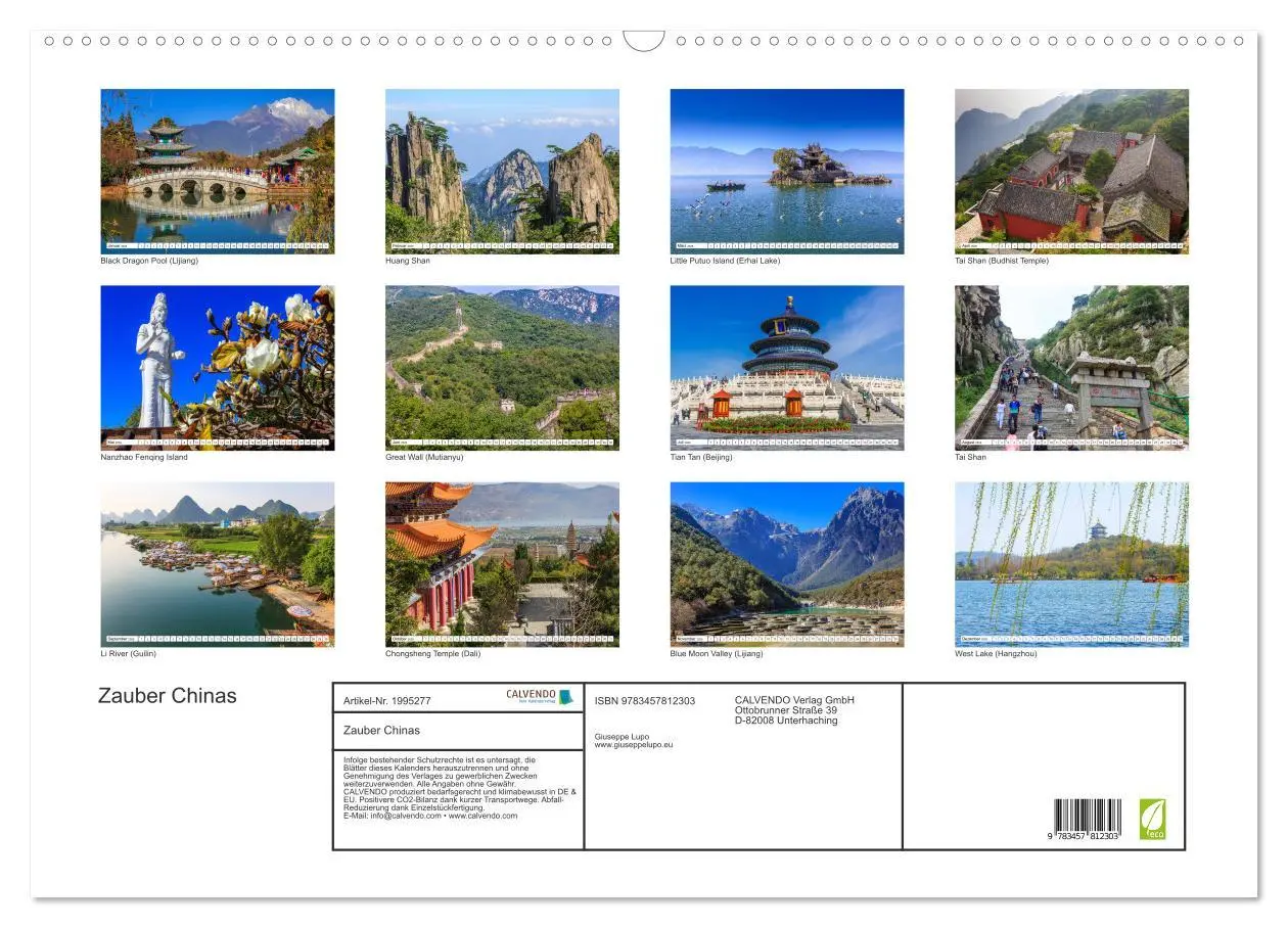 Bild: 9783457812303 | Zauber Chinas (Wandkalender 2026 DIN A2 quer), CALVENDO Monatskalender