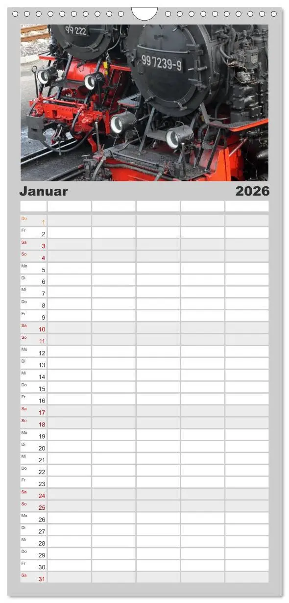 Bild: 9783516522303 | Familienplaner 2026 - Die Brockenbahn mit 5 Spalten (Wandkalender,...