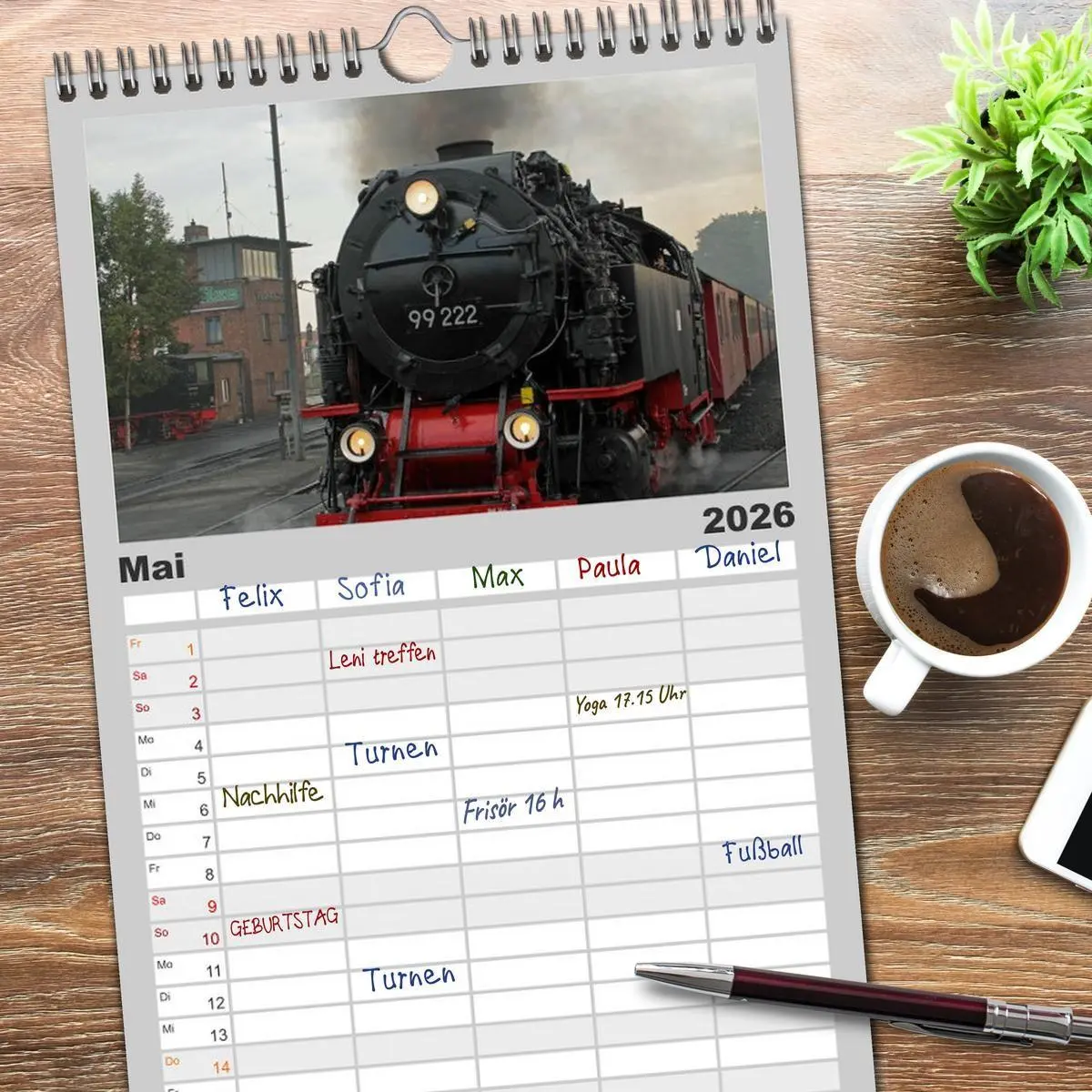 Bild: 9783516522303 | Familienplaner 2026 - Die Brockenbahn mit 5 Spalten (Wandkalender,...