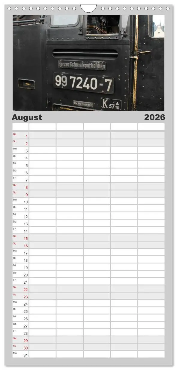 Bild: 9783516522303 | Familienplaner 2026 - Die Brockenbahn mit 5 Spalten (Wandkalender,...