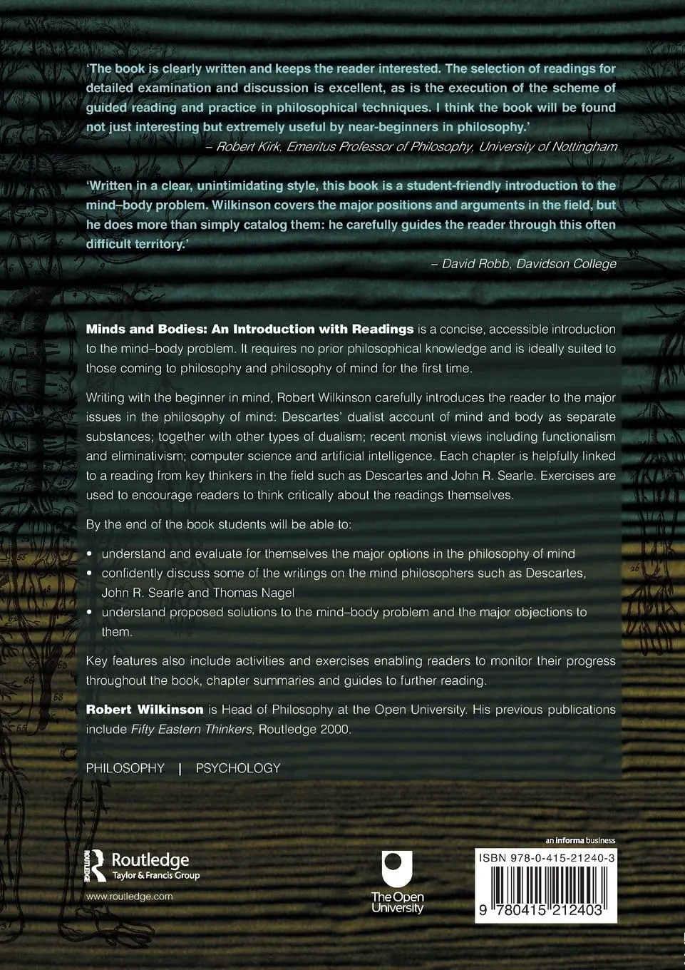 Rückseite: 9780415212403 | Minds and Bodies | An Introduction with Readings | Robert Wilkinson