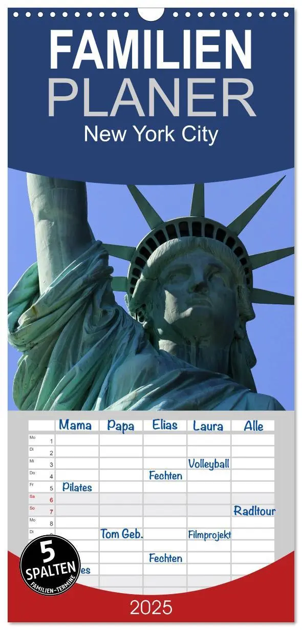 Cover: 9783457112403 | Familienplaner 2025 - New York City mit 5 Spalten (Wandkalender, 21...