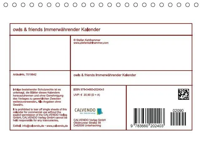 Bild: 9783660202403 | owls &amp; friends Immerwährender Kalender (Tischkalender immerwährend...