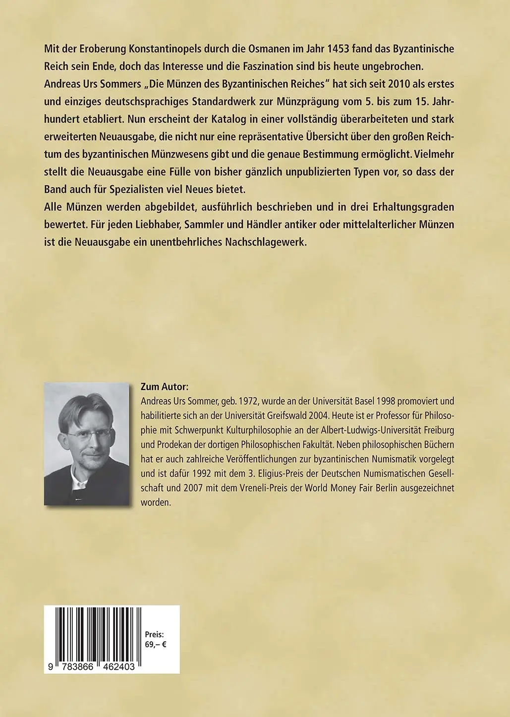 Rückseite: 9783866462403 | Die Münzen des Byzantinischen Reiches 491-1453 | Andreas Urs Sommer