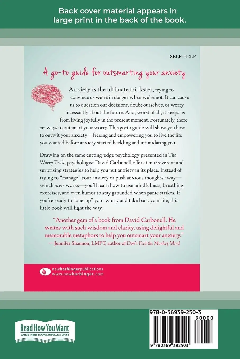Rückseite: 9780369392503 | Outsmart Your Anxious Brain | David A. Carbonell | Taschenbuch | 2021