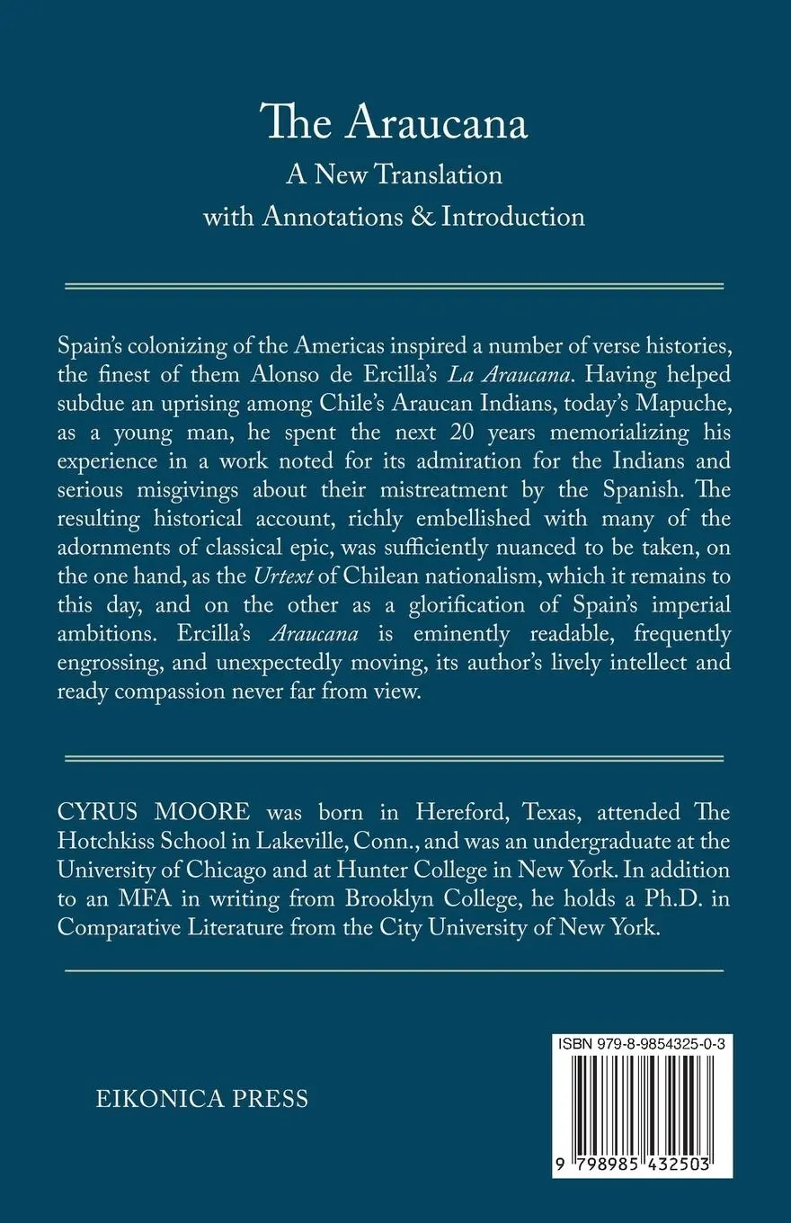 Rückseite: 9798985432503 | The Araucana | A New Translation with Annotations and Introduction
