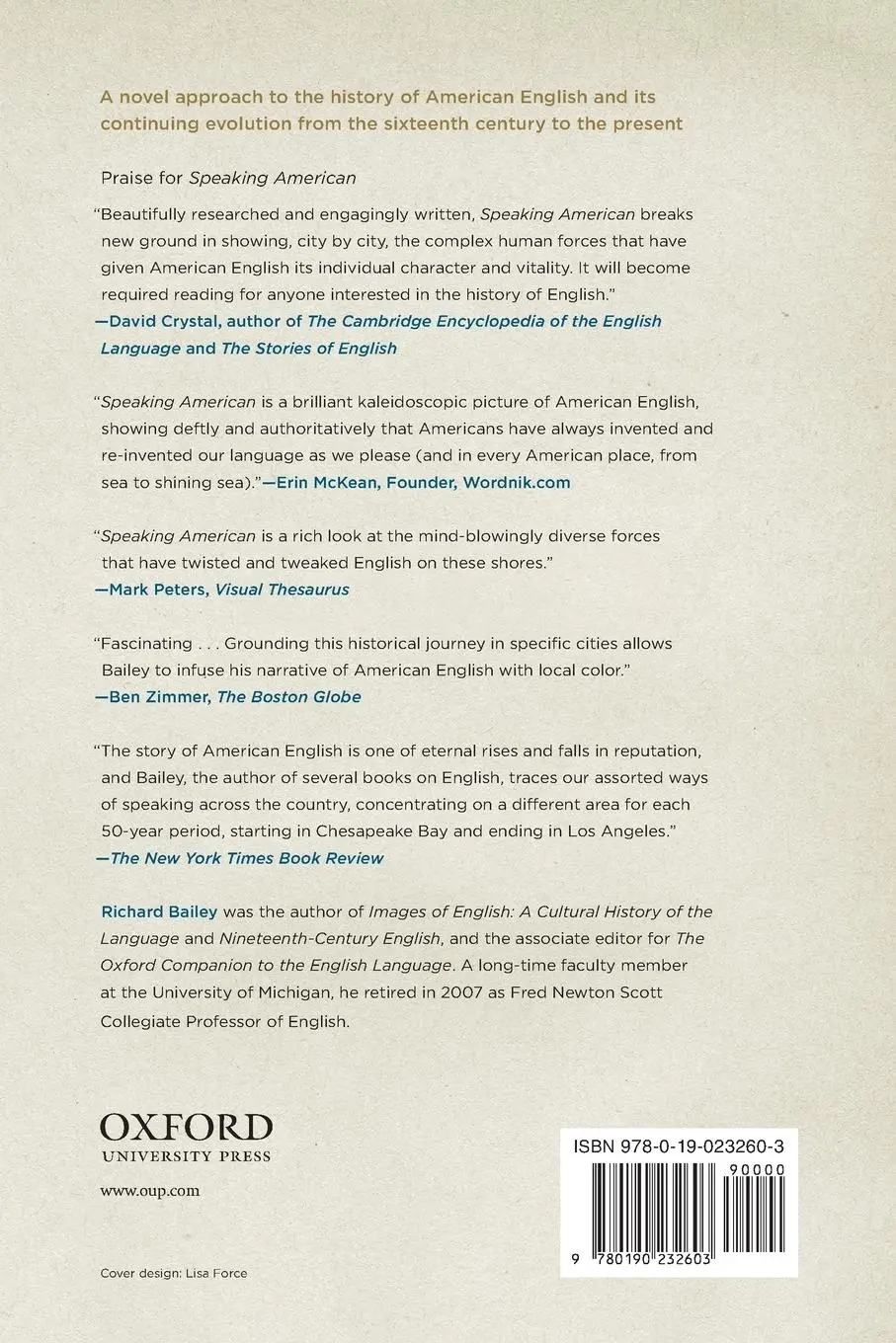 Rückseite: 9780190232603 | Speaking American | A History of English in the United States | Bailey