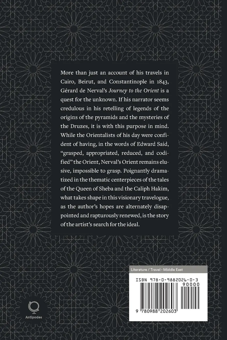 Rückseite: 9780988202603 | Journey to the Orient | Gerard De Nerval | Taschenbuch | Englisch