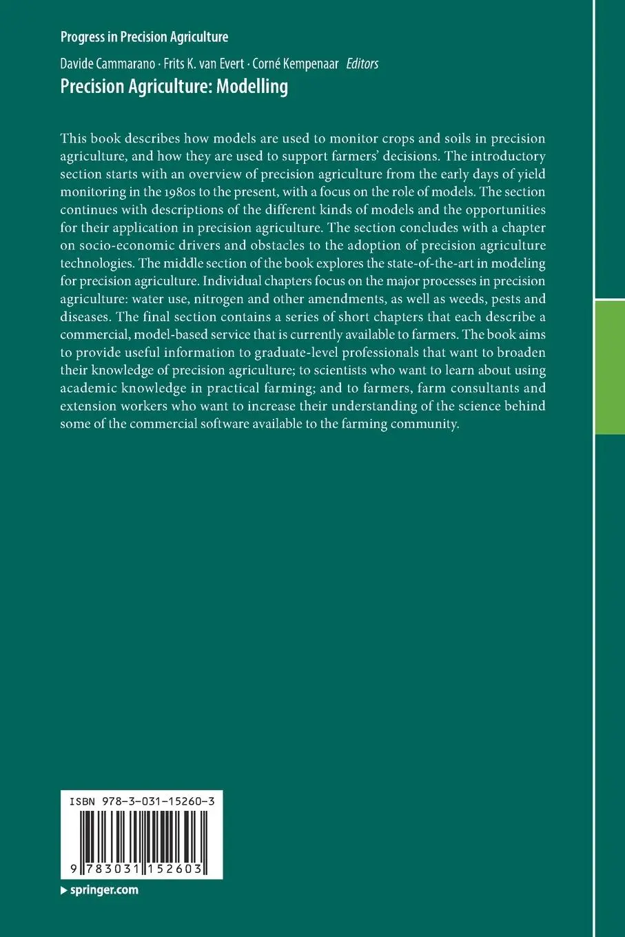 Rückseite: 9783031152603 | Precision Agriculture: Modelling | Davide Cammarano (u. a.) | Buch