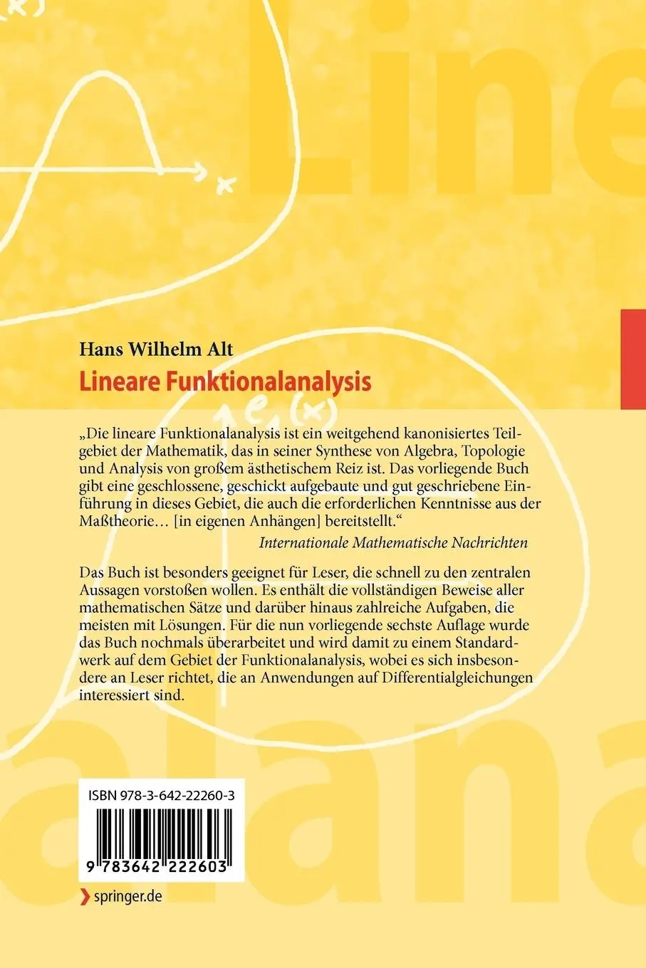 Rückseite: 9783642222603 | Lineare Funktionalanalysis | Eine anwendungsorientierte Einführung
