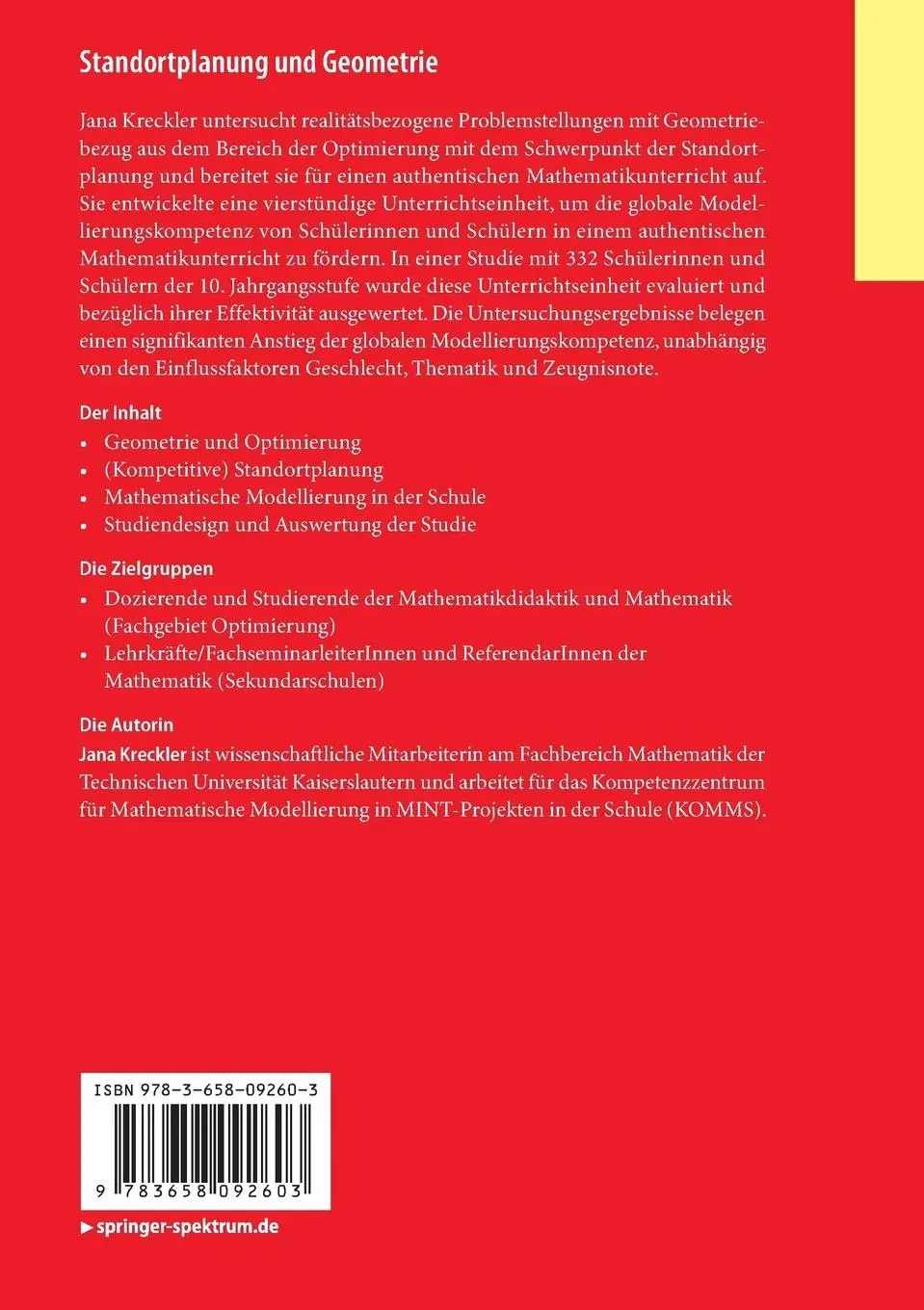 Rückseite: 9783658092603 | Standortplanung und Geometrie | Jana Kreckler | Taschenbuch | ix