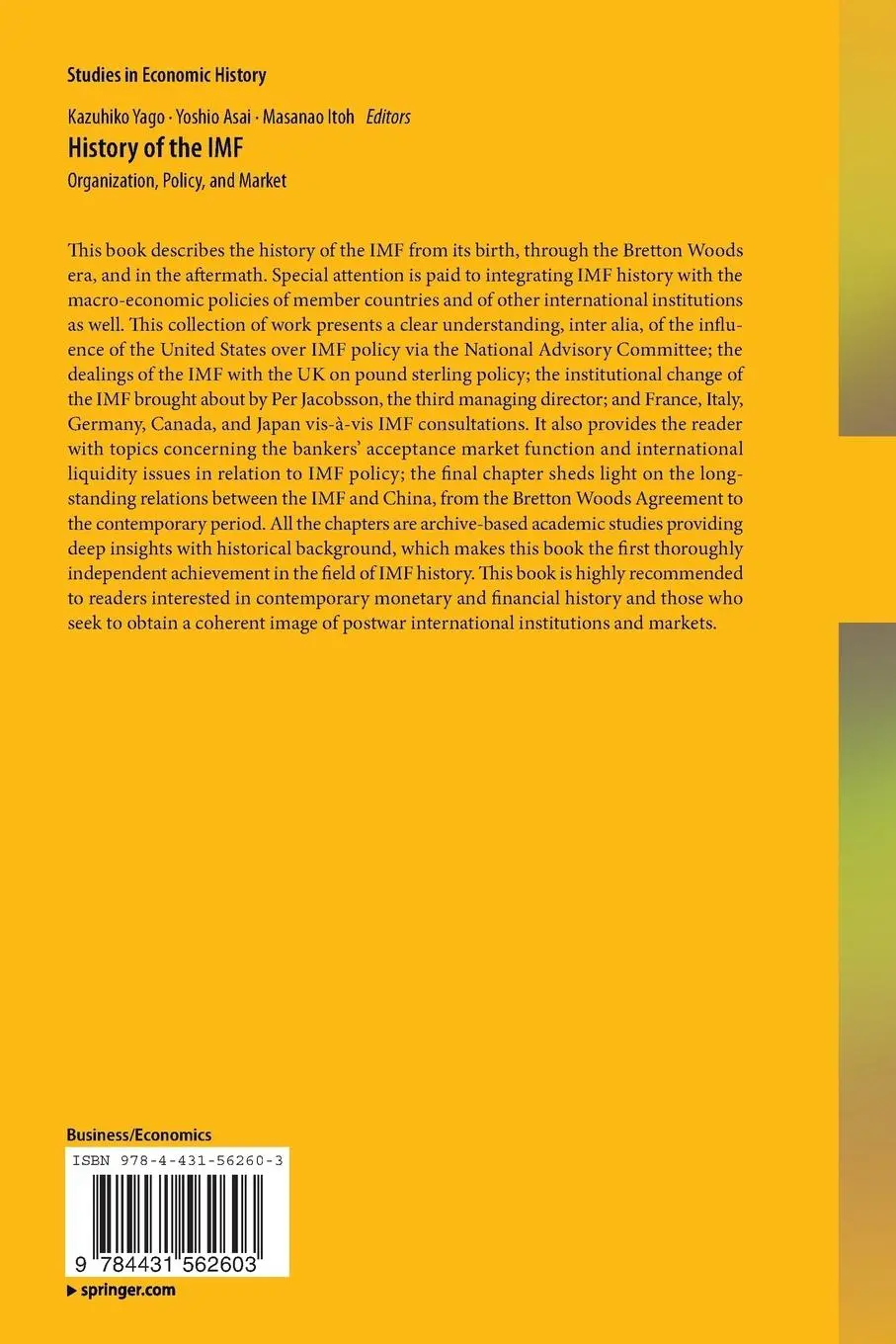 Rückseite: 9784431562603 | History of the IMF | Organization, Policy, and Market | Yago (u. a.)