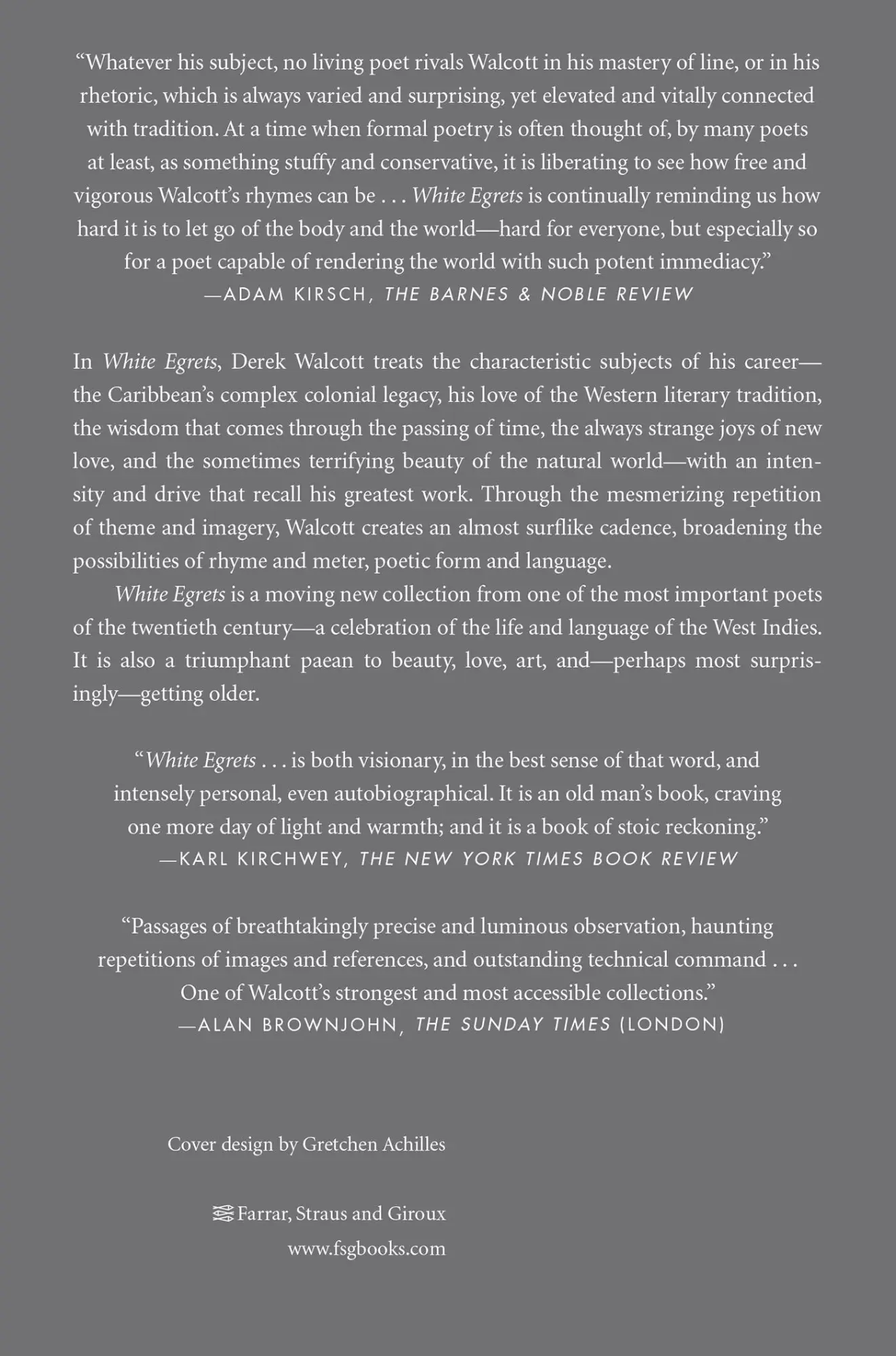 Rückseite: 9780374532703 | White Egrets | Poems | Derek Walcott | Taschenbuch | Englisch | 2011