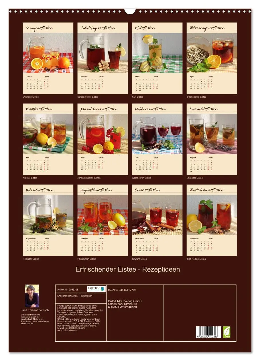 Bild: 9783516412703 | Erfrischender Eistee - Rezeptideen (Wandkalender 2026 DIN A2 hoch),...