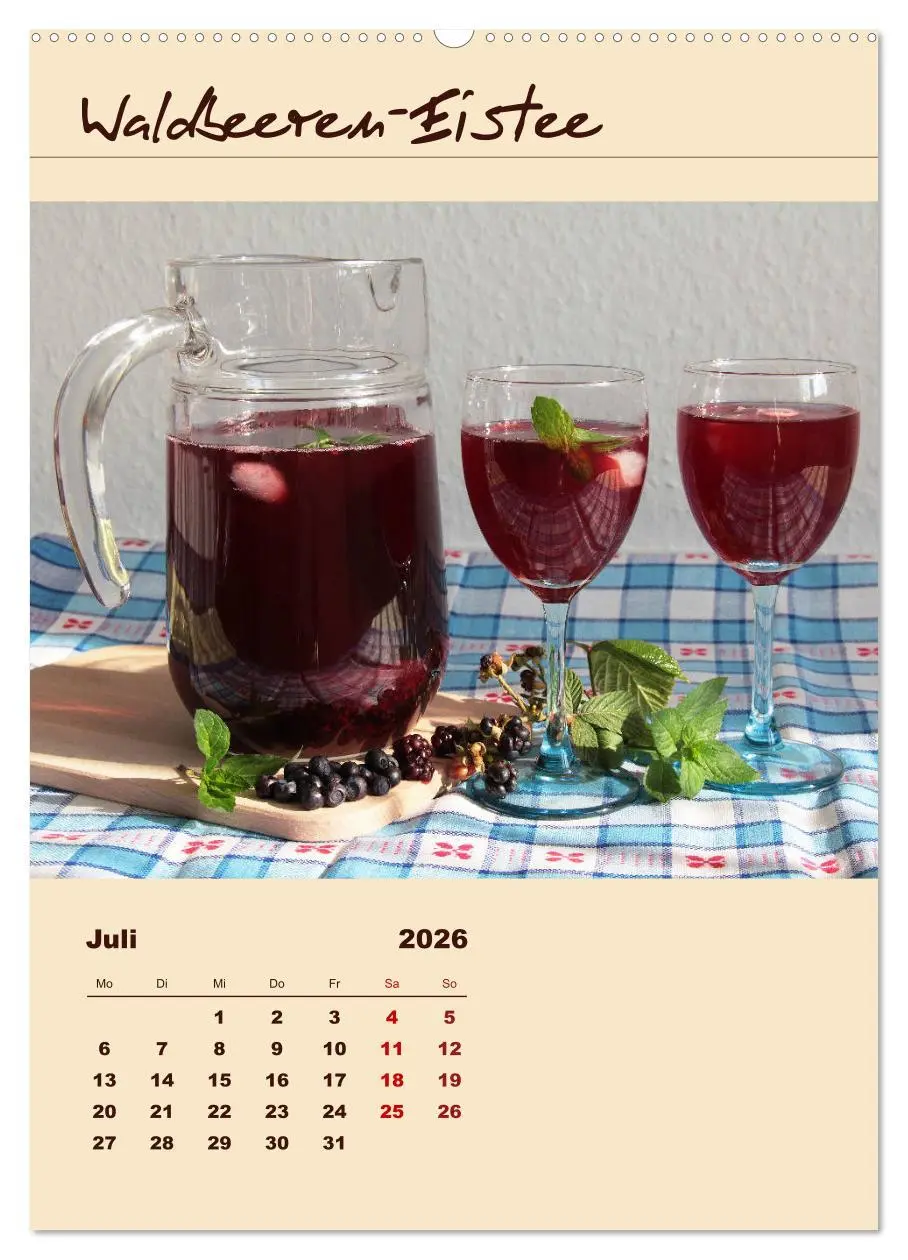 Bild: 9783516412703 | Erfrischender Eistee - Rezeptideen (Wandkalender 2026 DIN A2 hoch),...