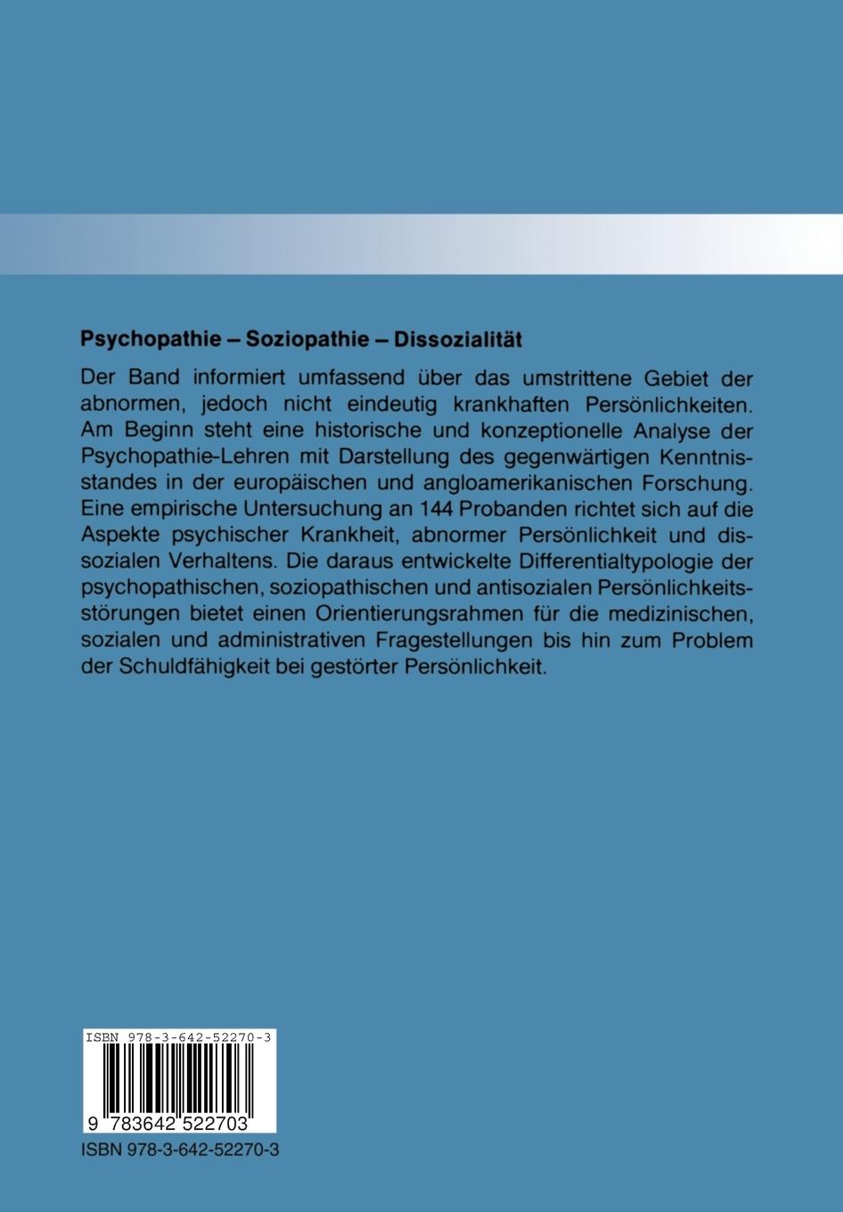 Rückseite: 9783642522703 | Psychopathie - Soziopathie - Dissozialität | Henning Saß | Taschenbuch