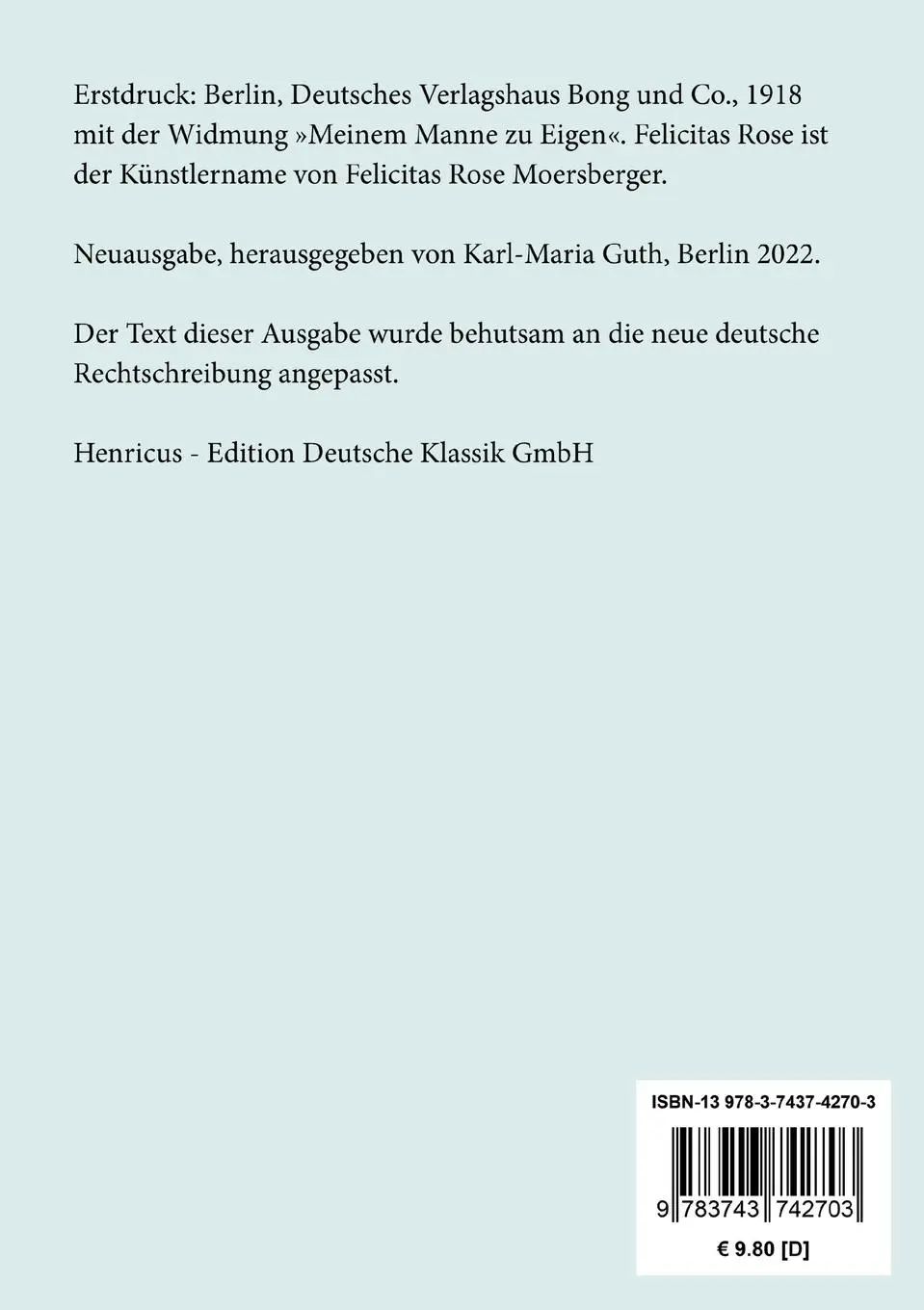 Rückseite: 9783743742703 | Der Mutterhof | Ein Halligroman | Felicitas Rose | Taschenbuch | 2022