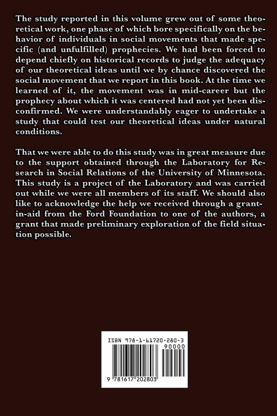 Rückseite: 9781617202803 | When Prophecy Fails | Leon Festinger (u. a.) | Taschenbuch | Englisch