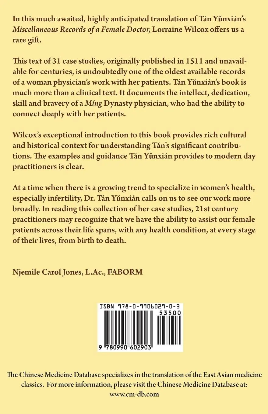 Rückseite: 9780990602903 | Miscellaneous Records of a Female Doctor | Tan Yunxian | Taschenbuch