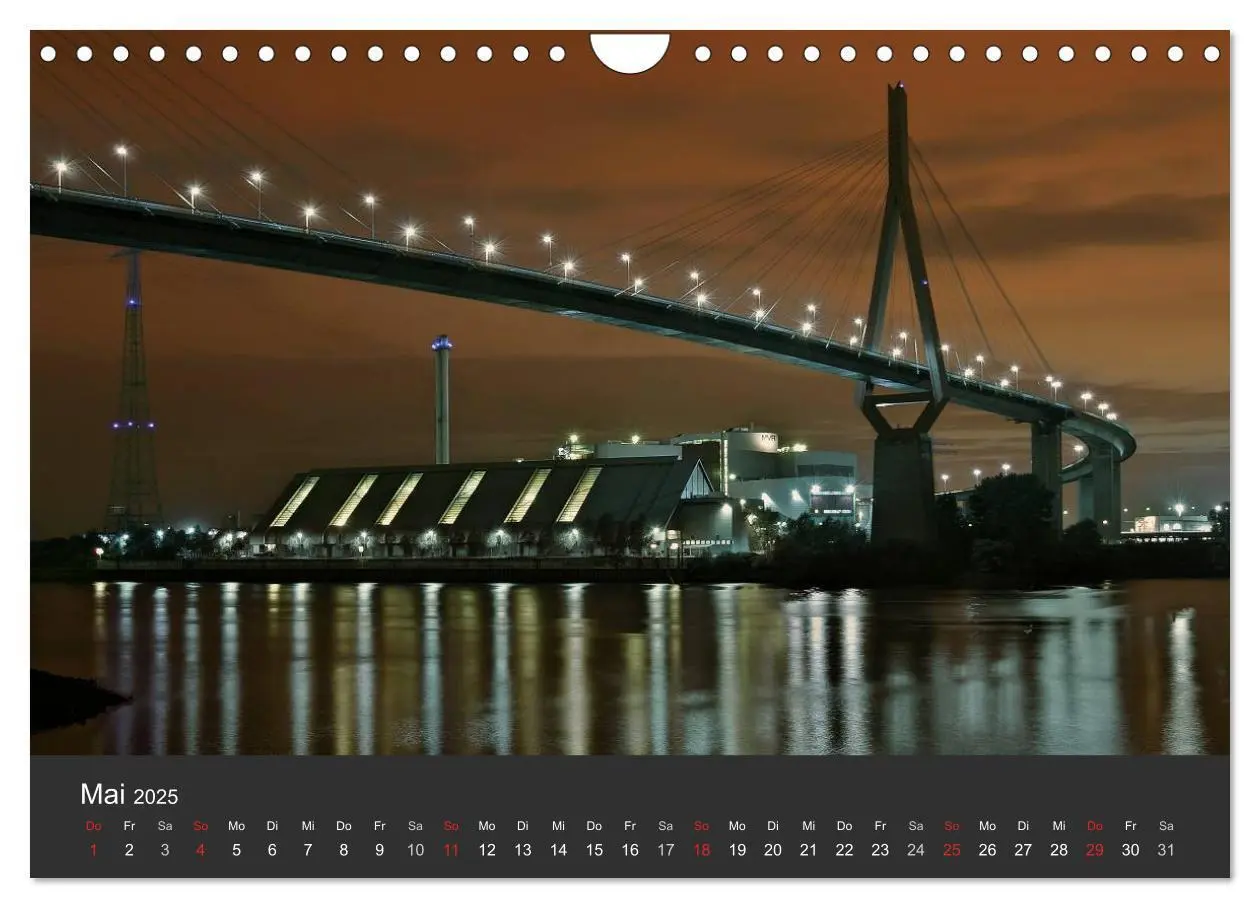 Bild: 9783435762903 | Hamburger Hafen bei Nacht (Wandkalender 2025 DIN A4 quer), CALVENDO...