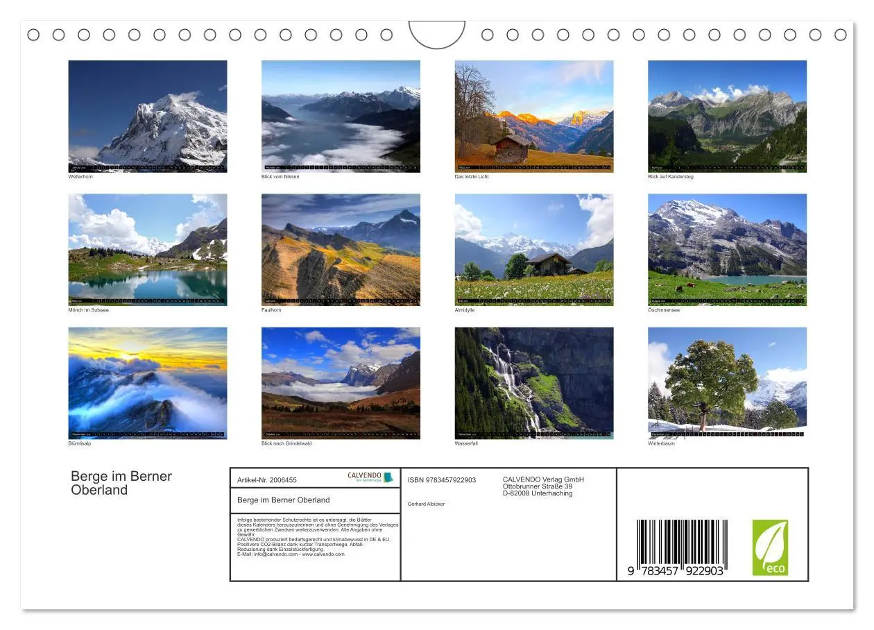 Bild: 9783457922903 | Berge im Berner Oberland (Wandkalender 2026 DIN A4 quer), CALVENDO...