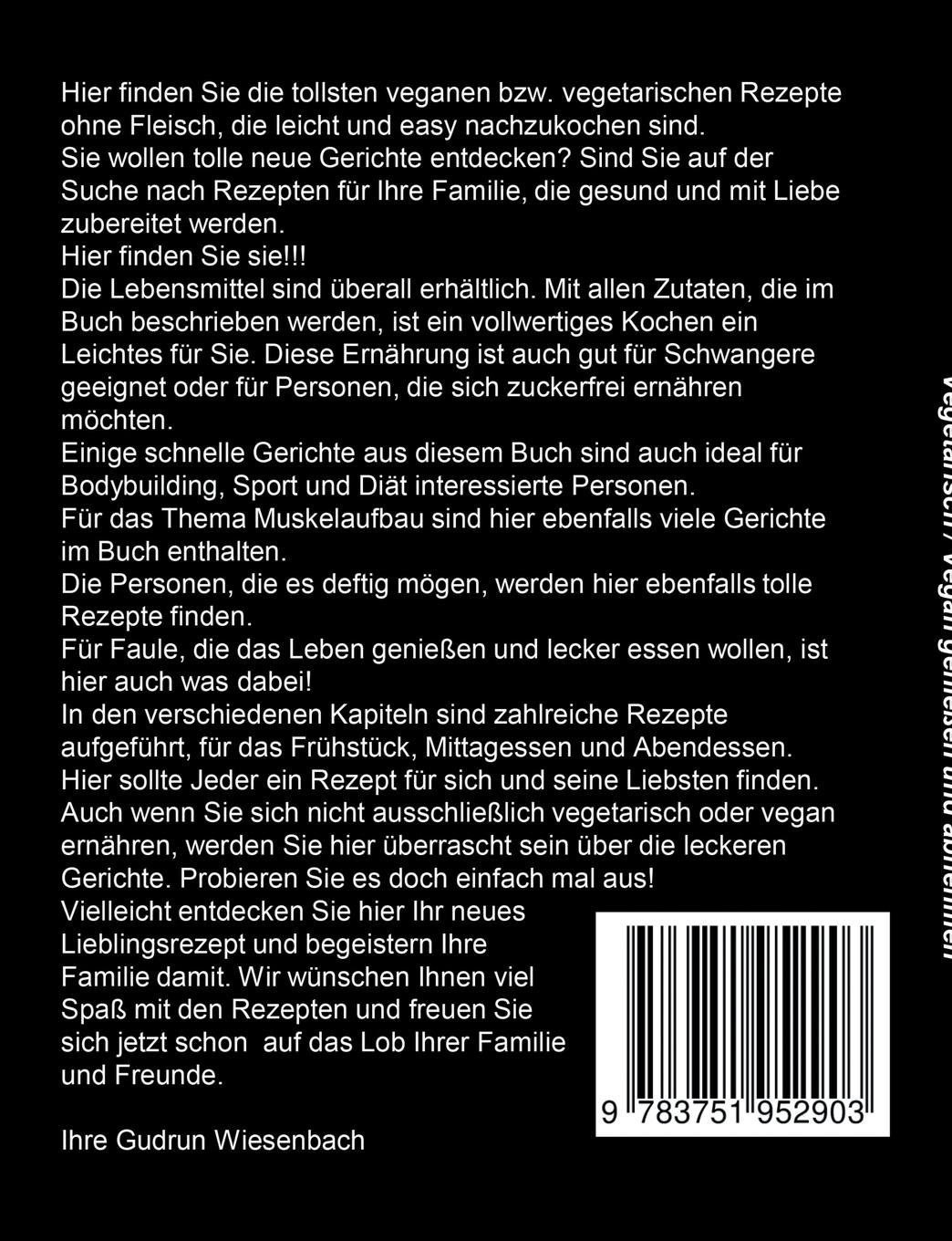 Rückseite: 9783751952903 | Vegetarisch / Vegan genießen und abnehmen | Gudrun Wiesenbach | Buch