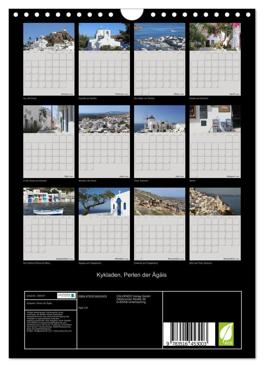 Bild: 9783516453003 | Kykladen, Perlen der Ägäis (Wandkalender 2026 DIN A4 hoch),...