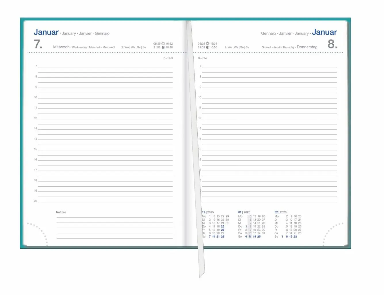 Bild: 9783756413003 | Tages-Cheftimer A6, petrol 2026 | Heye | Buch | Bürokalender Heye