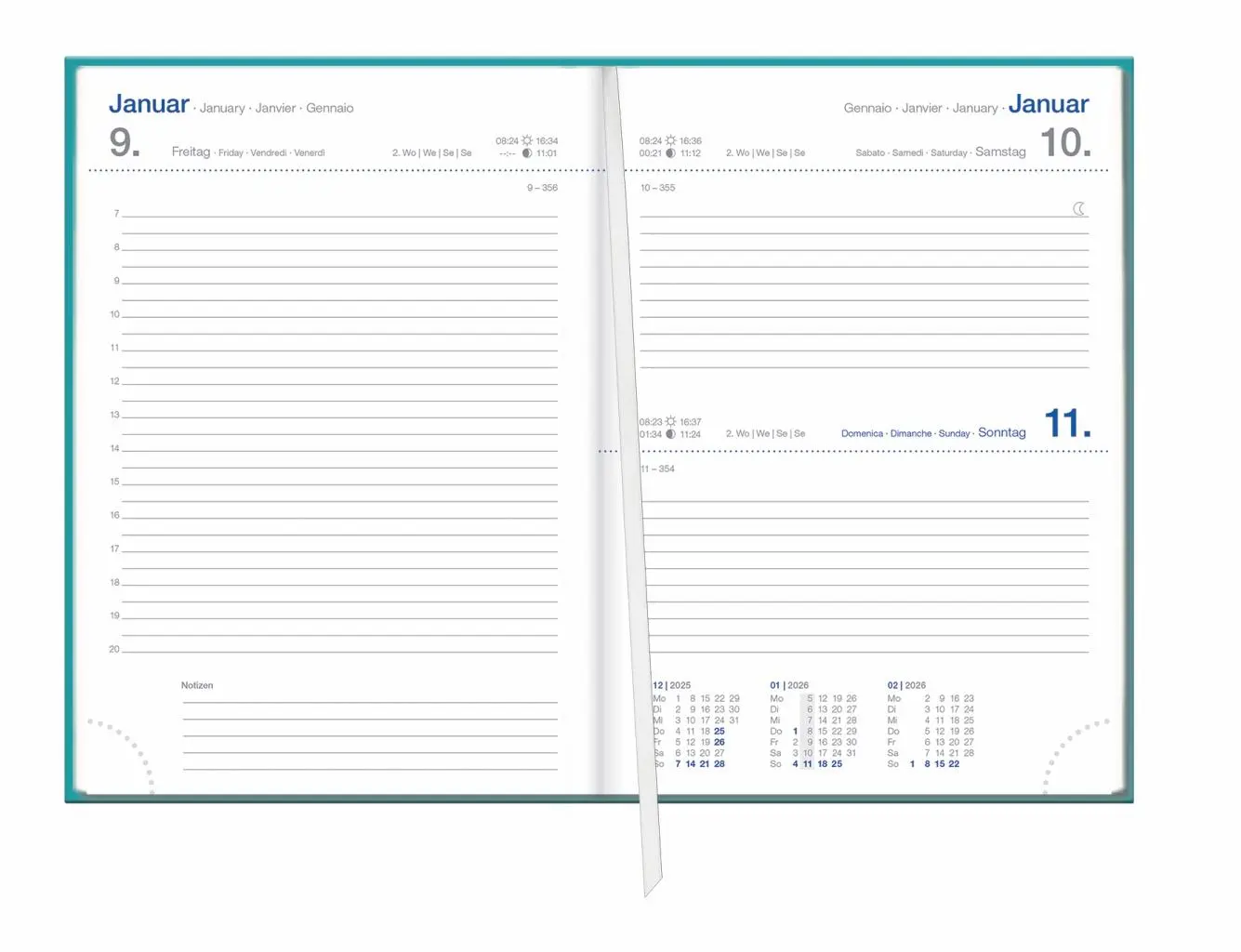Bild: 9783756413003 | Tages-Cheftimer A6, petrol 2026 | Heye | Buch | Bürokalender Heye