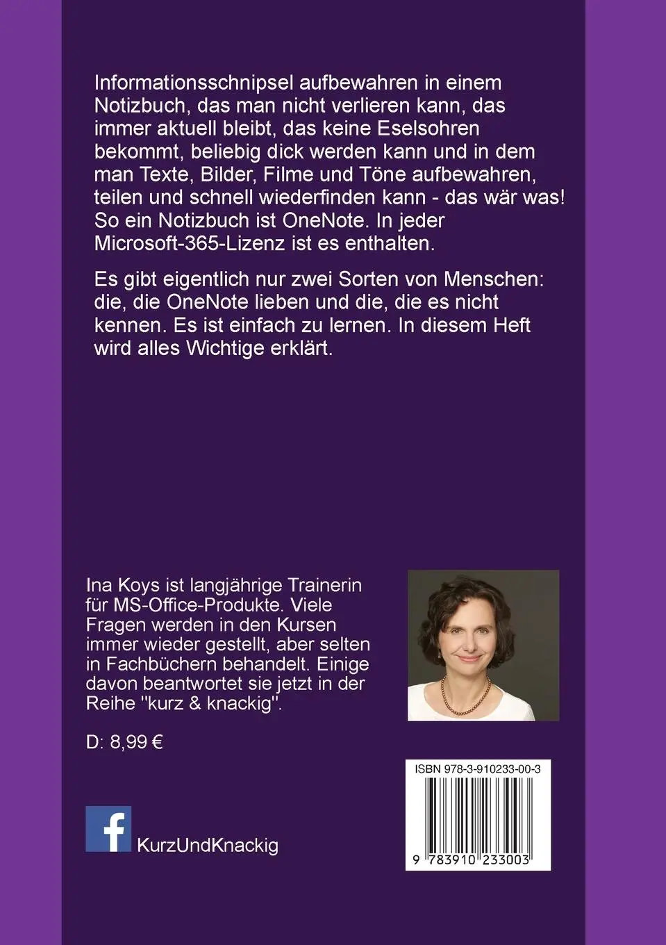 Rückseite: 9783910233003 | Das digitale Notizbuch | OneNote und Office 365 | Ina Koys | Buch
