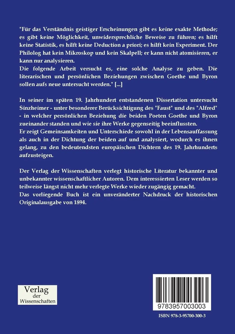 Rückseite: 9783957003003 | Goethe und Byron | Siegfried Sinzheimer | Taschenbuch | 84 S. | 2019