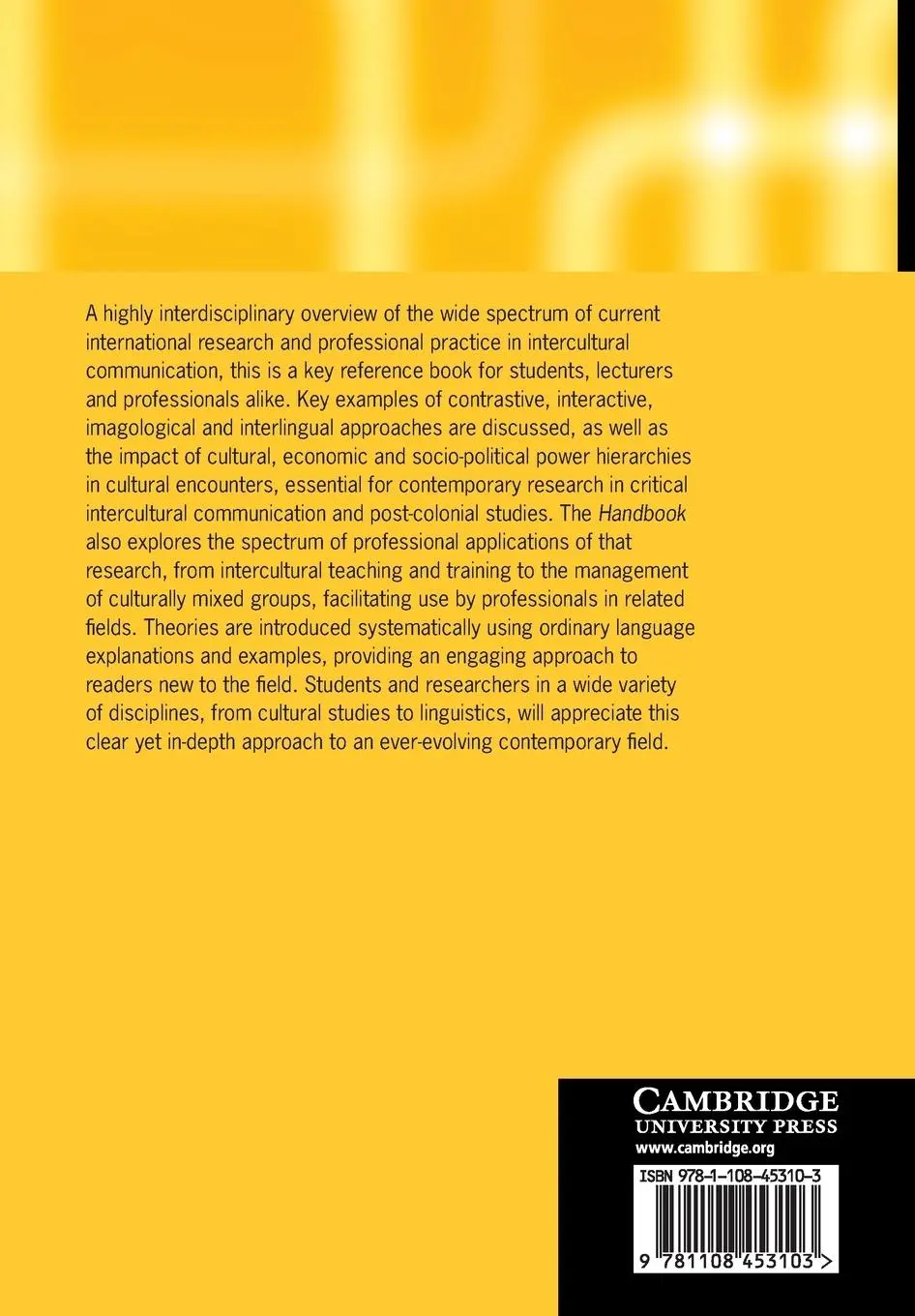 Rückseite: 9781108453103 | The Cambridge Handbook of Intercultural Communication | Rings (u. a.)