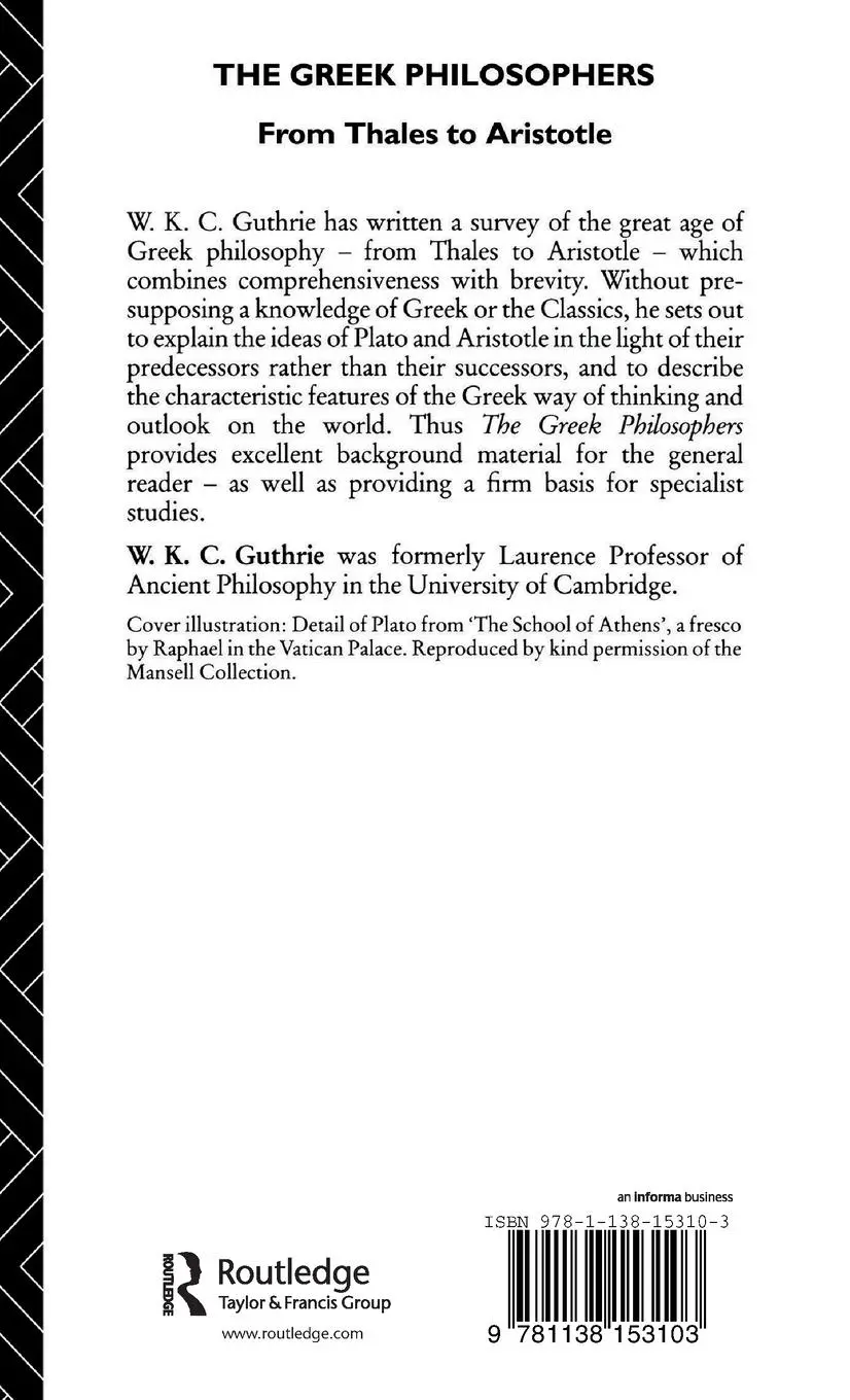Rückseite: 9781138153103 | The Greek Philosophers | From Thales to Aristotle | W. K. C. Guthrie
