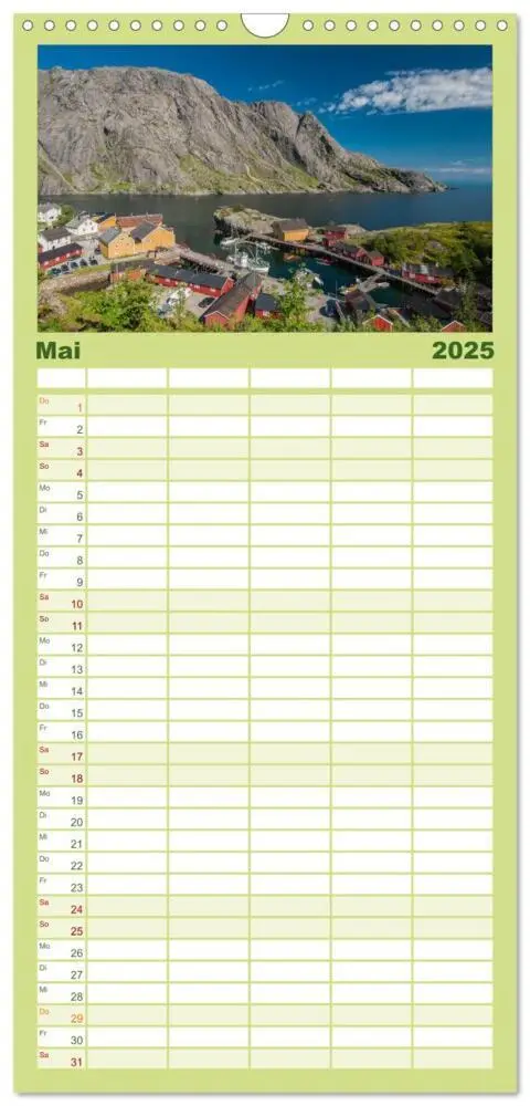 Bild: 9783457113103 | Familienplaner 2025 - Norwegen mit 5 Spalten (Wandkalender, 21 x 45...