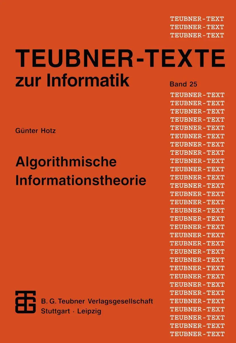 Cover: 9783815423103 | Algorithmische Informationstheorie | Günther Hotz | Taschenbuch | 1997