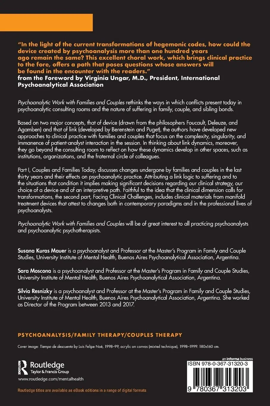 Rückseite: 9780367313203 | Psychoanalytic Work with Families and Couples | Mauer (u. a.) | Buch
