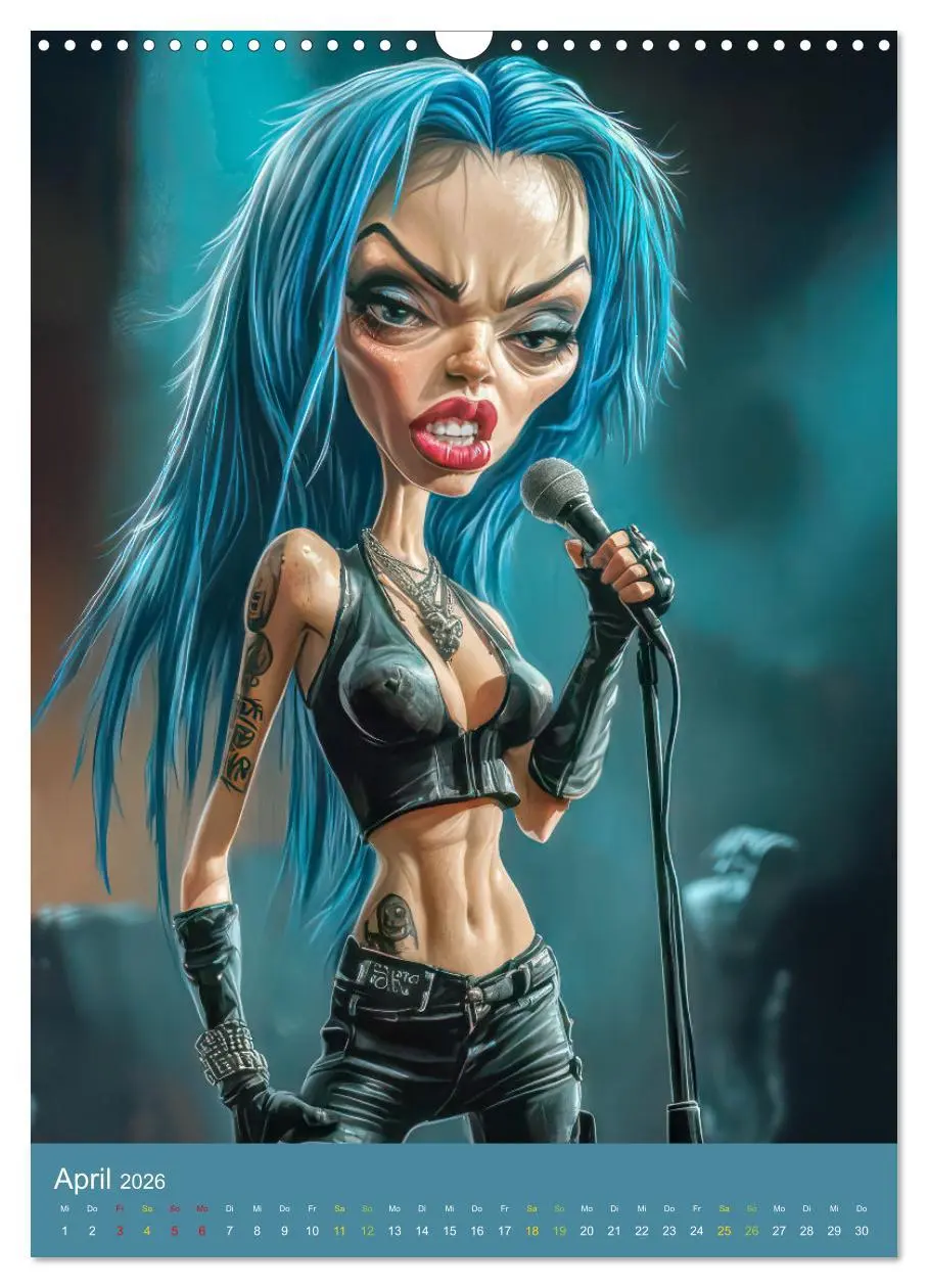 Bild: 9783457273203 | Rockbands und Punkbands - Witzige Karikaturen (Wandkalender 2026...