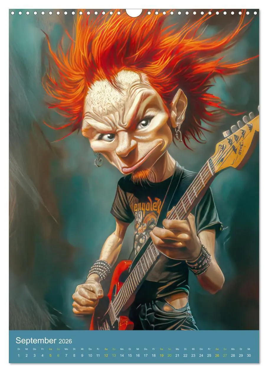 Bild: 9783457273203 | Rockbands und Punkbands - Witzige Karikaturen (Wandkalender 2026...