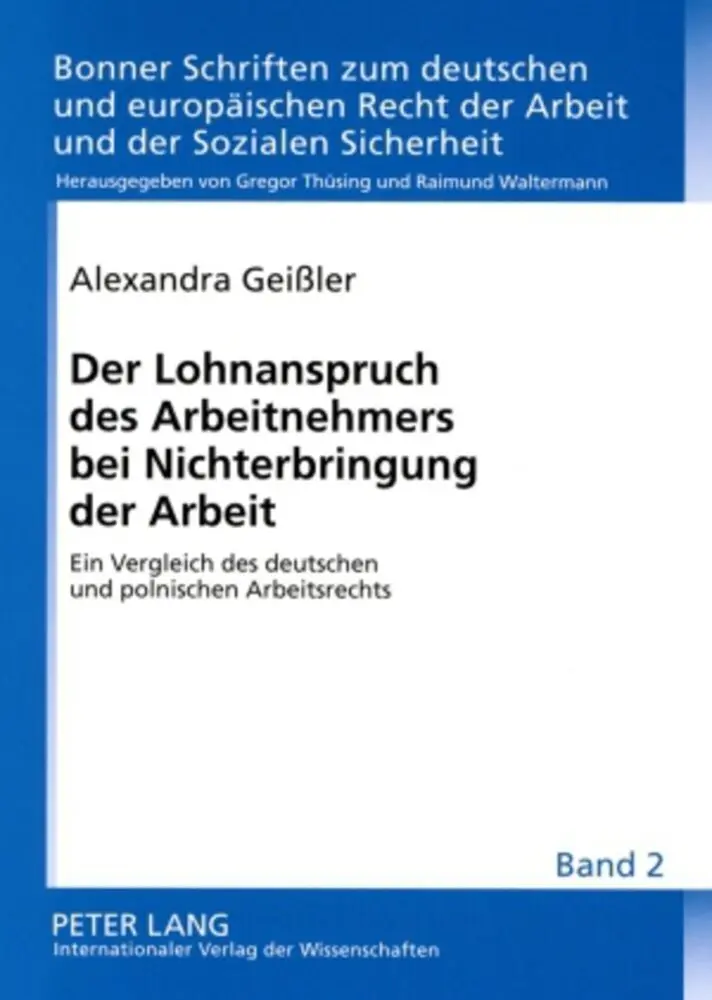Cover: 9783631583203 | Der Lohnanspruch des Arbeitnehmers bei Nichterbringung der Arbeit